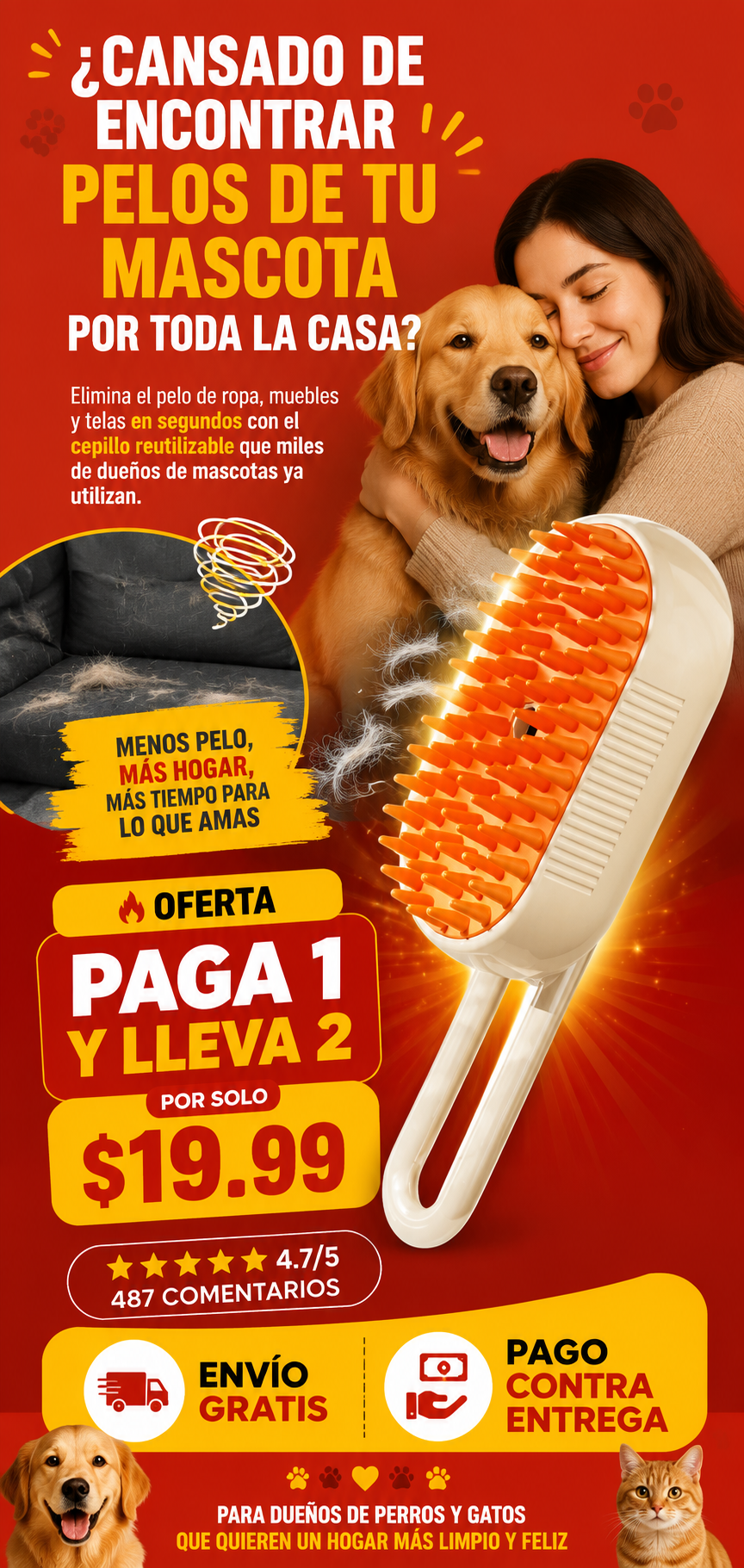 PROMO 2X1 Cepillo Mascota Vapor PetVapor