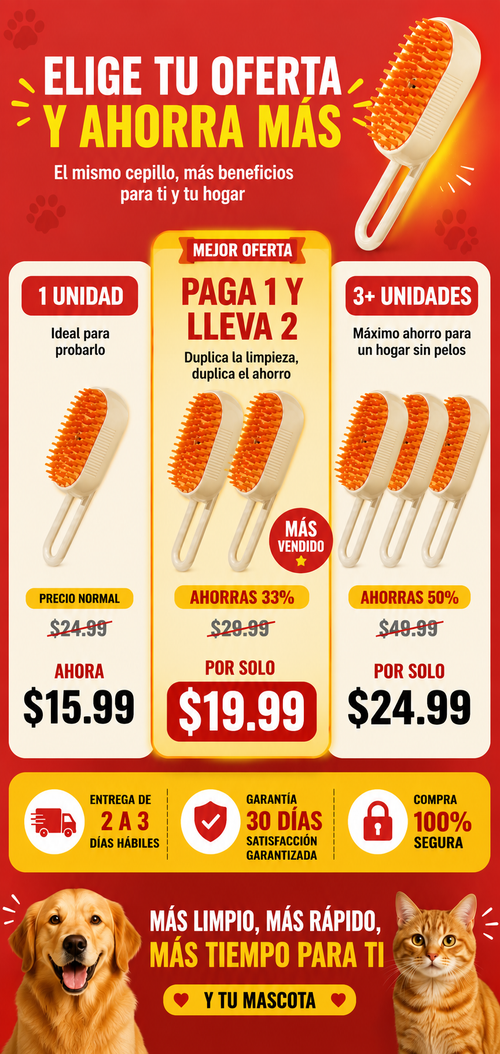 PROMO 2X1 Cepillo Mascota Vapor PetVapor